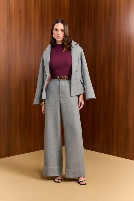 Calça Feminina Tweed Parma Cinza Puramania Calça Feminina Tweed Parma Cinza Puramania