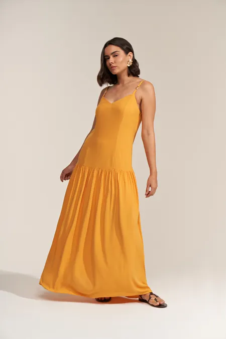 Vestido Midi com Aviamento de Sol na Alça La Rossi