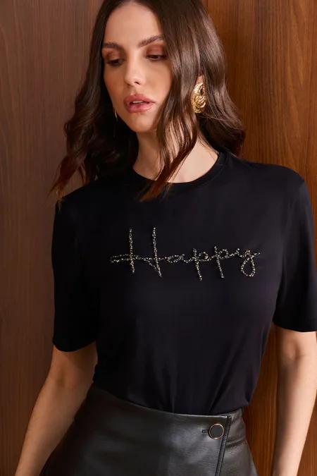 T-Shirt Feminina Thirty Preta Puramania