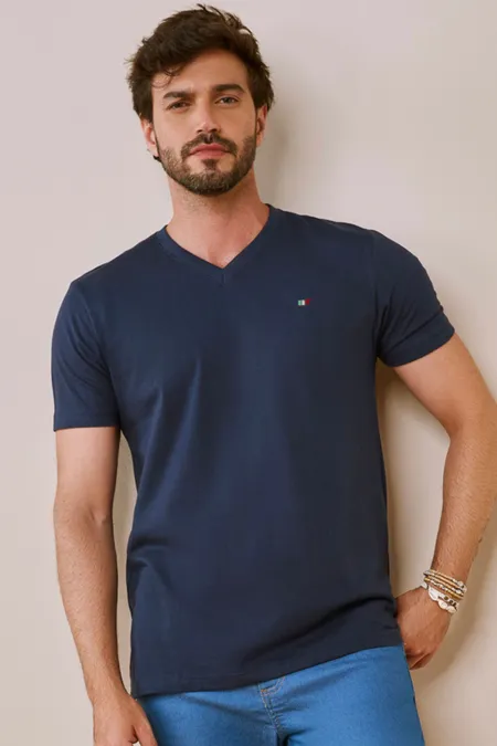 Camiseta Masculina Manga Curta Gola V La Rossi