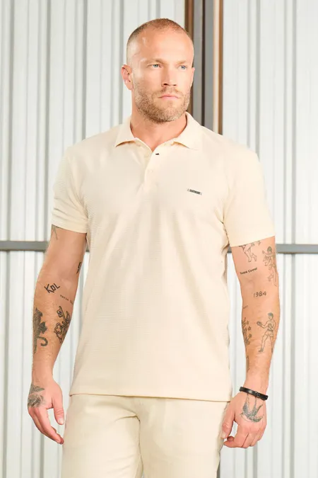 Polo Masculina Piquet Bege Fuji Osmoze