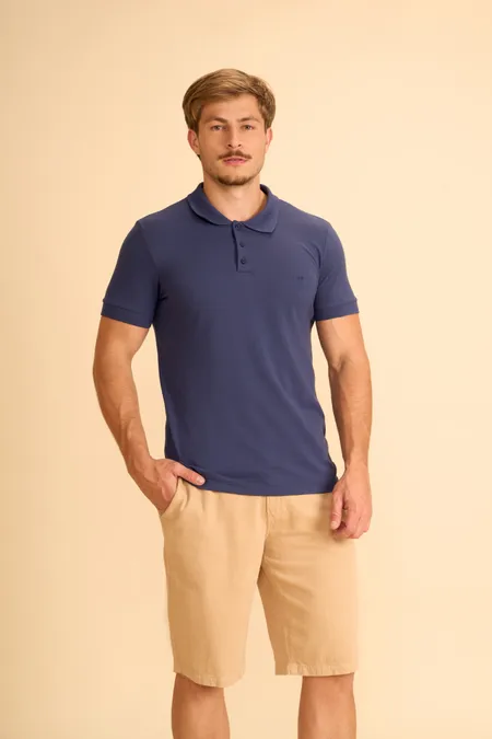 Camisa Polo Masculina Slim Monocromática La Rossi Camisa Polo Masculina Slim Monocromática La Rossi