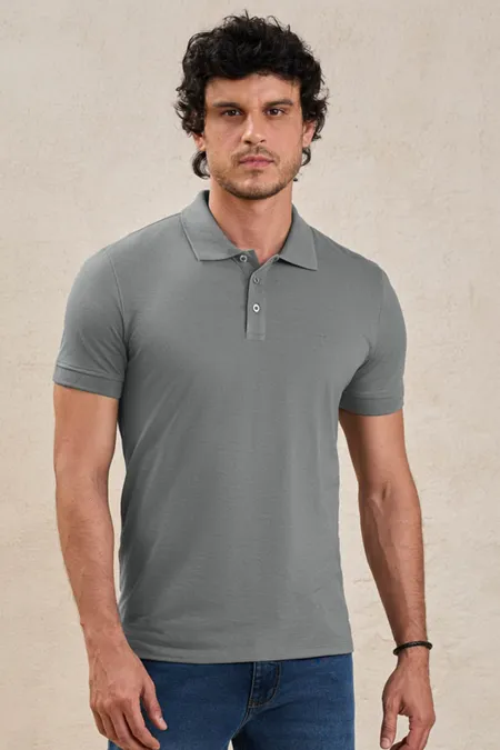 Polo Masculina Monocromática Slim Osmoze