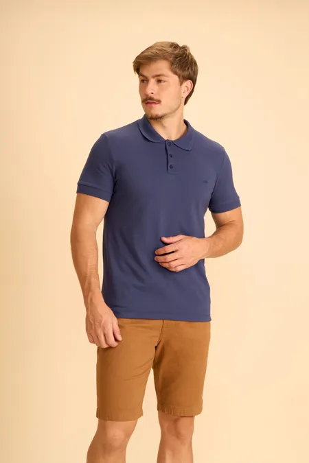 Camisa Polo Masculina Slim Monocromática La Rossi