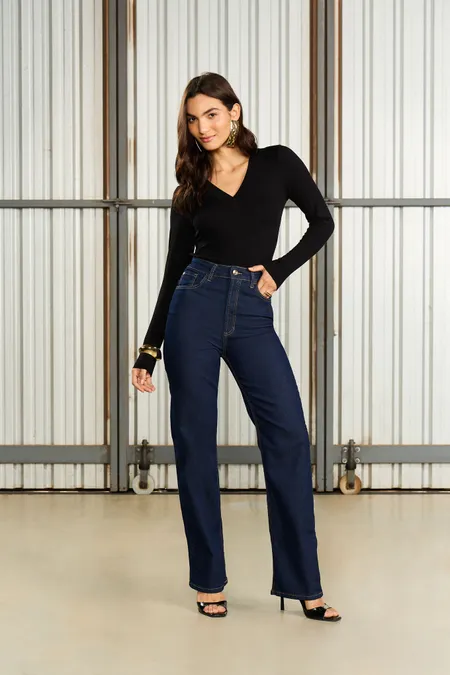 Calça Jeans Feminina Wide Leg  Osmoze