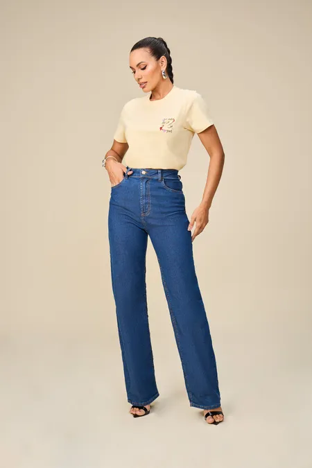 Calça Jeans Feminina Wide Leg  Osmoze