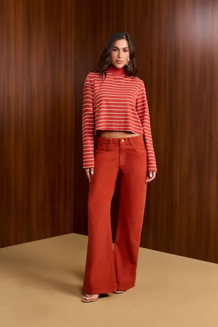 Calça Sarja Wide Leg Feminina em Algodão Puramania