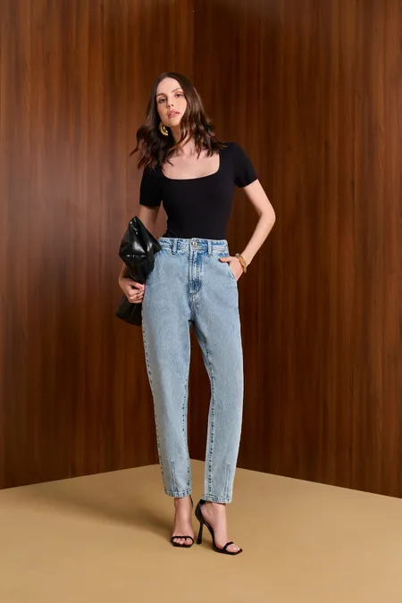 Calça Feminina Mom Sky Bleached Puramania