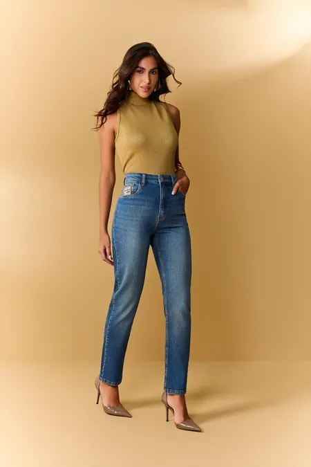 Calça Jeans Feminina Straight Real Vintage Dirty Puramania