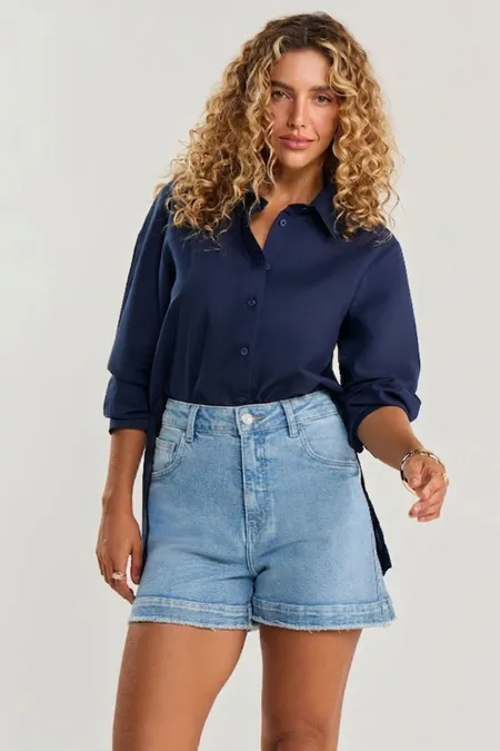 Shorts Jeans Feminino Alfaiataria La Rossi Shorts Jeans Feminino Alfaiataria La Rossi