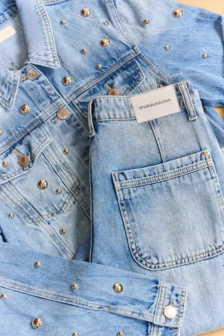 Calça Jeans Barrel com Bordado Feminina Sky Bleached Puramania Calça Jeans Barrel com Bordado Feminina Sky Bleached Puramania
