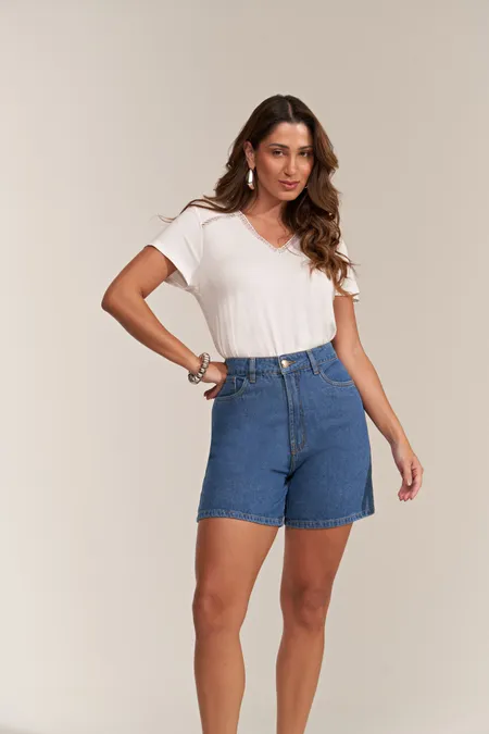 Bermuda Jeans Feminina Mom Bermuda Jeans Feminina Mom