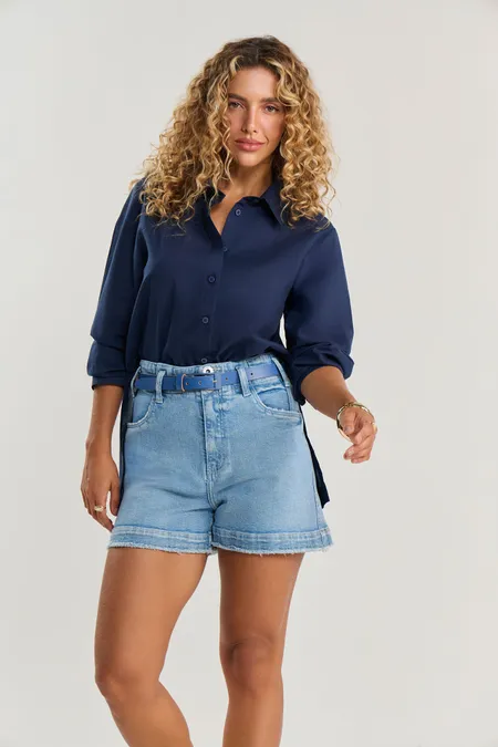 Shorts Jeans Feminino Alfaiataria La Rossi