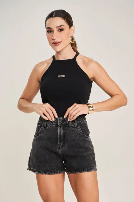 Shorts Jeans Low Loose Black Puramania