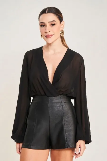 Body Feminino Chiffon Saab Puramania Body Feminino Chiffon Saab Puramania