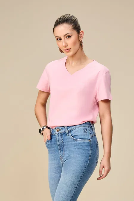 T-shirt Feminina Básica em Algodão Collor Osmoze