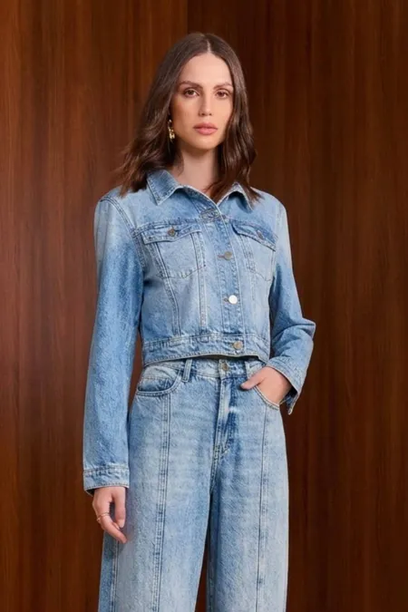 Jaqueta Jeans Feminina em Algodão Sky Bleached Puramania