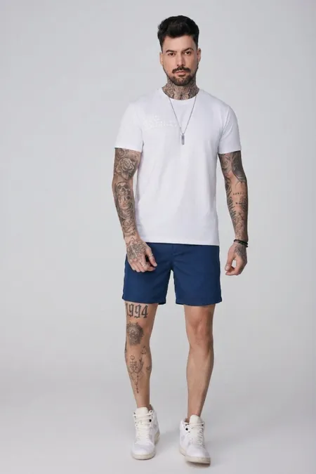 Bermuda Masculina Praia Liso em Microfibra com Cordão de Ajuste Osmoze