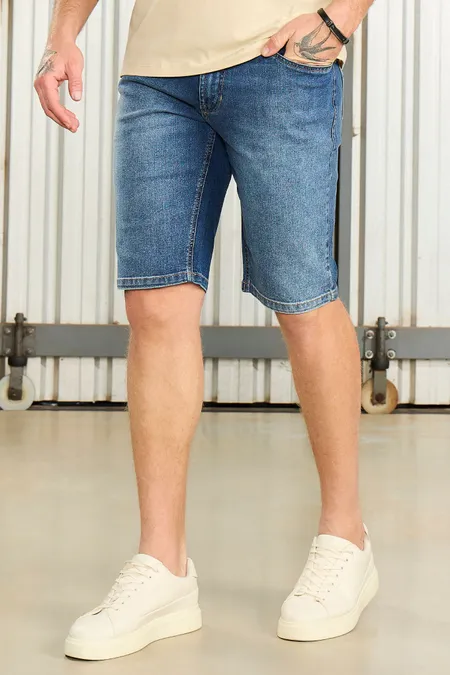 Bermuda Jeans Masculina Middle Plus Blue Médio Osmoze