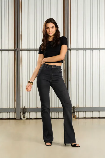 Calça Jeans Hot Flare Feminina Black Osmoze