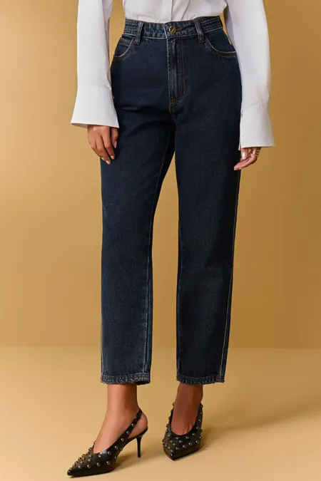 Calça Jeans California Mom em Algodão Durty Puramania