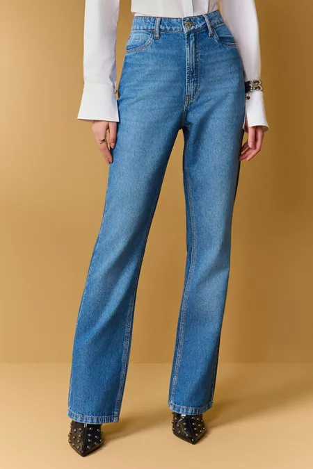 Calça Jeans New Flare Feminina Blue Médio Puramania