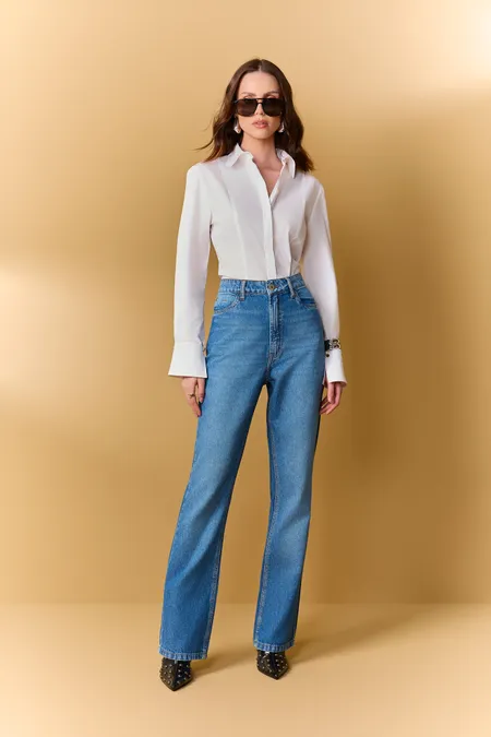Calça Jeans New Flare Feminina Blue Médio Puramania Calça Jeans New Flare Feminina Blue Médio Puramania