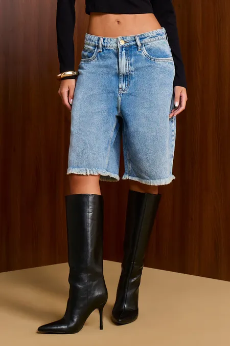 Bermuda Jorts Feminina em Algodão Sky Bleached Puramania