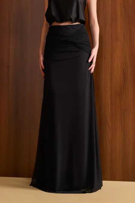 Saia Feminina Dupla Tule Preto Puramania
