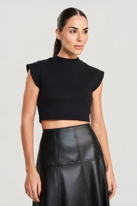 Blusa Cropped Feminino Ribana Collor Puramania Blusa Cropped Feminino Ribana Collor Puramania