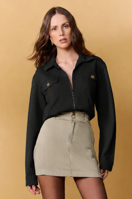 Jaqueta Sarja Feminina Bomber Collor Puramania Jaqueta Sarja Feminina Bomber Collor Puramania