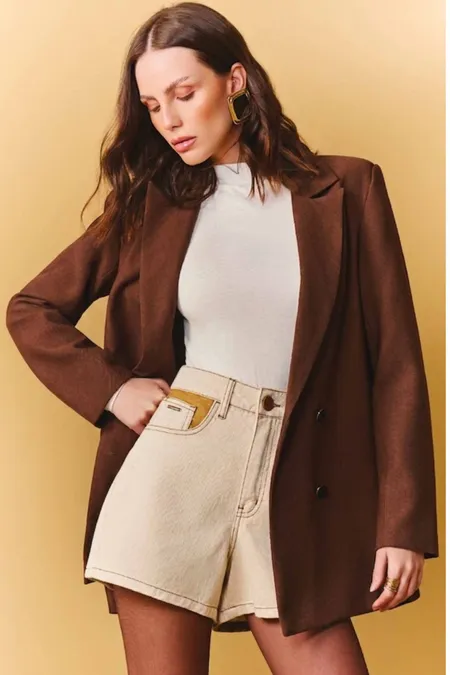 Blazer Feminino Sensoriale Decote em V  Puramania
