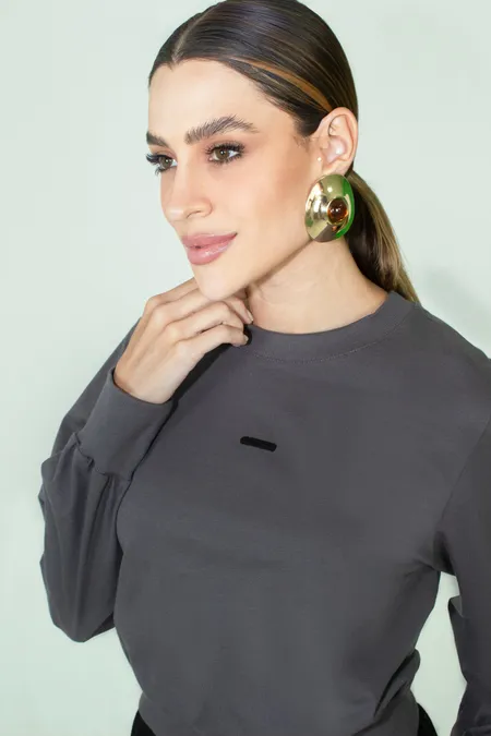 Cropped Feminino Manga Longa em Algodão Collor Osmoze