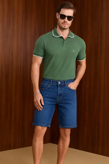 Bermuda Jeans New Skinny Masculina Blue Escuro La Rossi