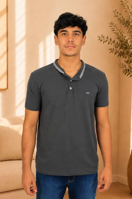 Polo Piquet Gola Padre Masculina Grafite Tuaren
