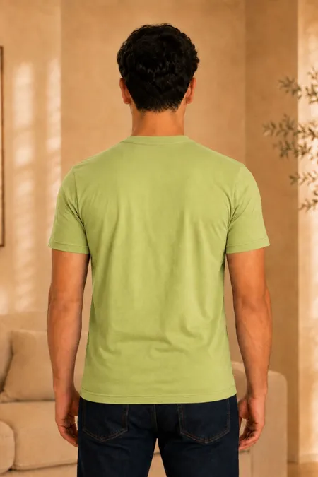 Camiseta Slim Masculina Verde Claro em Algodão Tuaren Camiseta Slim Masculina Verde Claro em Algodão Tuaren