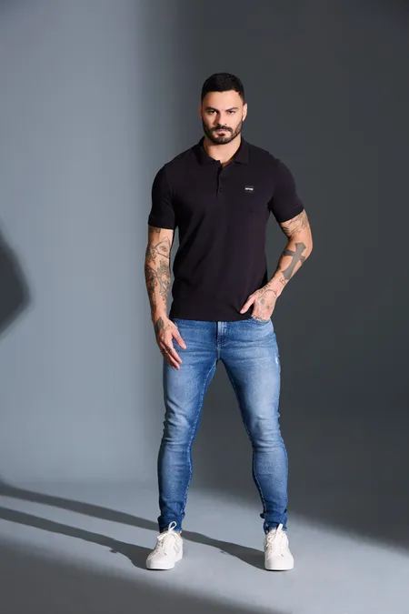 Polo Masculina Agata com Textura Waffle Collor Osmoze