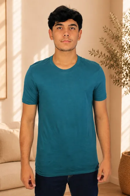 Camiseta Básica Masculina em Algodão Pima Verde Profundo Tuaren