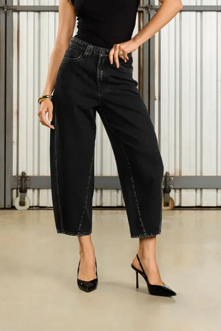 Calça Jeans Feminina Barrel Black Osmoze