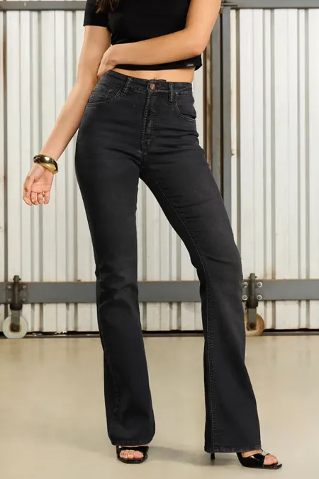 Calça Jeans Hot Flare Feminina Black Osmoze