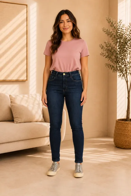 Calça Jeans Verona Cigarette Feminina Blue Escuro Tuaren Calça Jeans Verona Cigarette Feminina Blue Escuro Tuaren