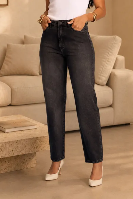 Calça Jeans Feminina Reta Black PraVc