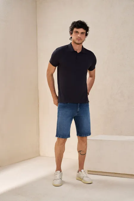 Bermuda Jeans Tradicional Masculina Blue Black Puramania