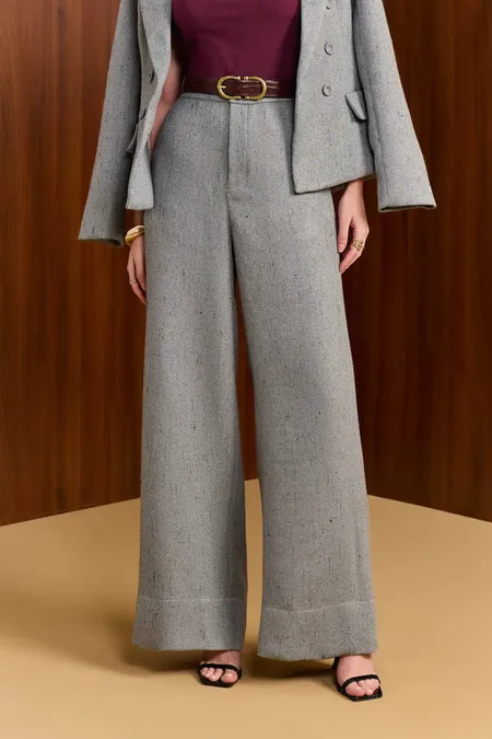Calça Feminina Tweed Parma Cinza Puramania