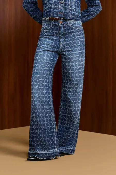 Calça Jeans Feminina Wide Leg Laser Puramania