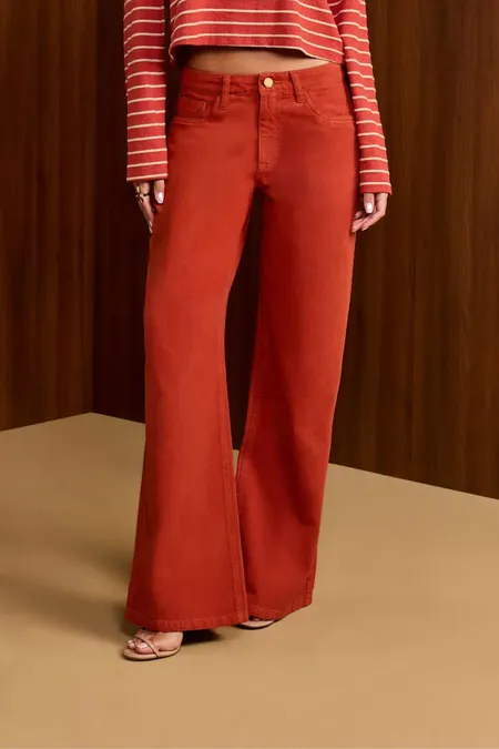 Calça Sarja Wide Leg Feminina em Algodão Puramania