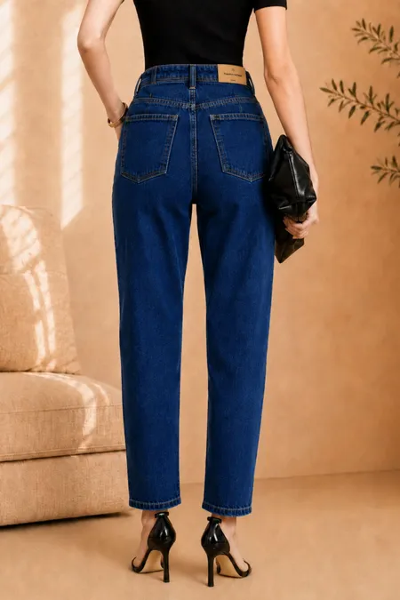 Calça Jeans Mom Feminina em Algodão Blue Tuaren