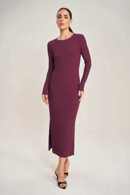 Vestido Midi Canelado Básico Feminino Collor Puramania Vestido Midi Canelado Básico Feminino Collor Puramania