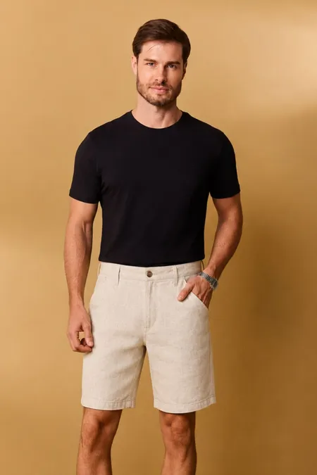 Bermuda Casual em Linho Masculina La Rossi