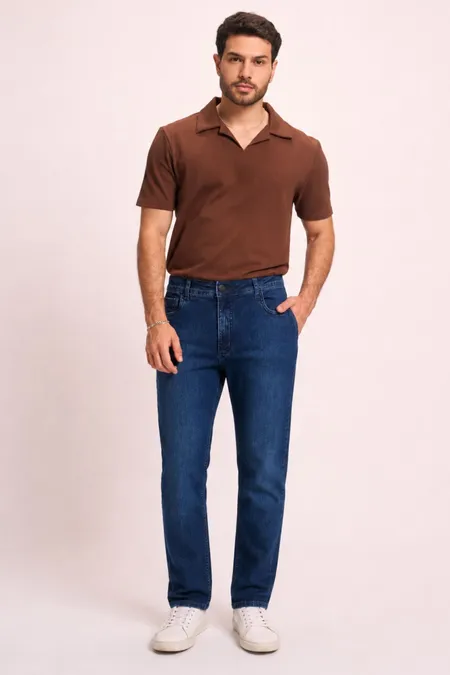 Calça Jeans Slim Masculina Blue Escuro Tuaren Calça Jeans Slim Masculina Blue Escuro Tuaren